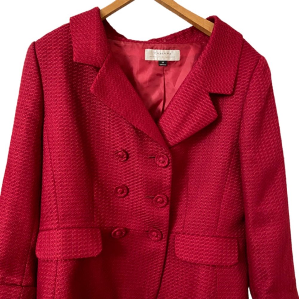 Tahari Red Double Breasted Short Jacket - Size 14 -
